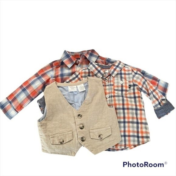 Toddler boy short sleeve bundle button down shirts size 12m - Picture 1 of 10